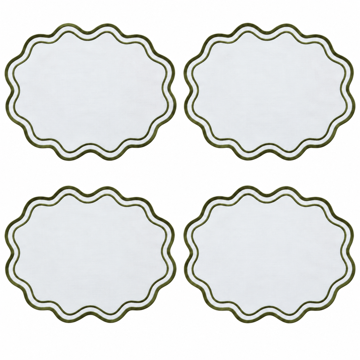 Keep It Simple Olive Dalgalı Amerikan Servisi 4'lü set