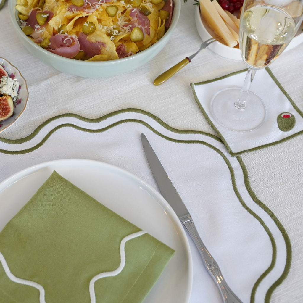 Keep It Simple Olive Dalgalı Amerikan Servisi 4'lü set