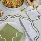Keep It Simple Olive Dalgalı Amerikan Servisi 4'lü set