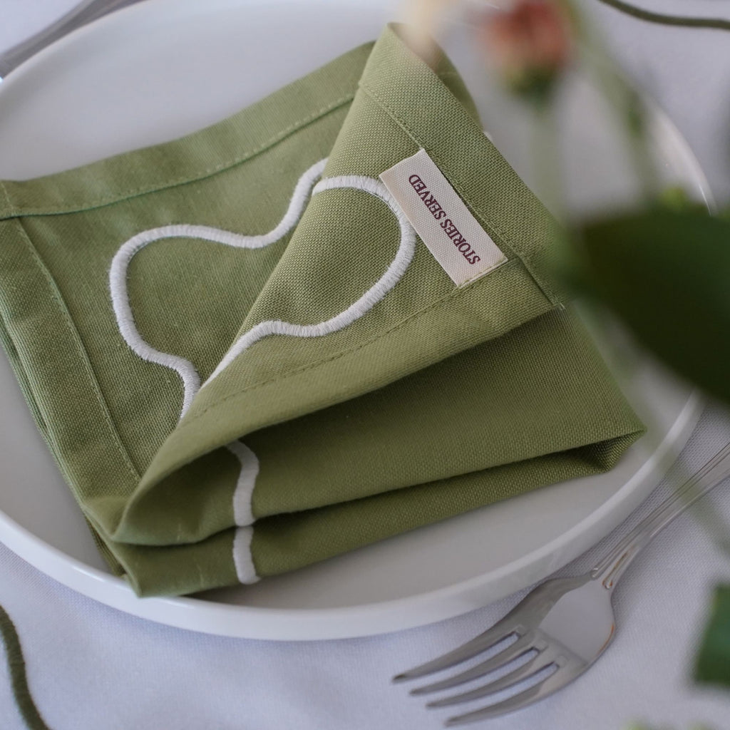 Keep It Simple Olive Dalgalı Kumaş Peçete 4'lü set