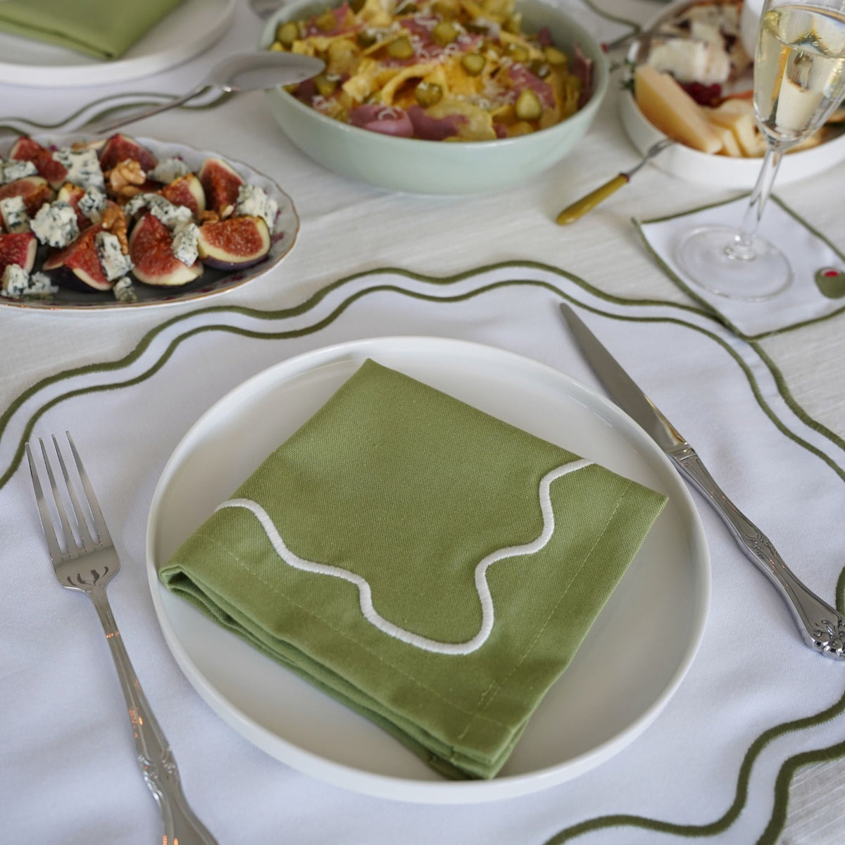 Keep It Simple Olive Dalgalı Kumaş Peçete 4'lü set