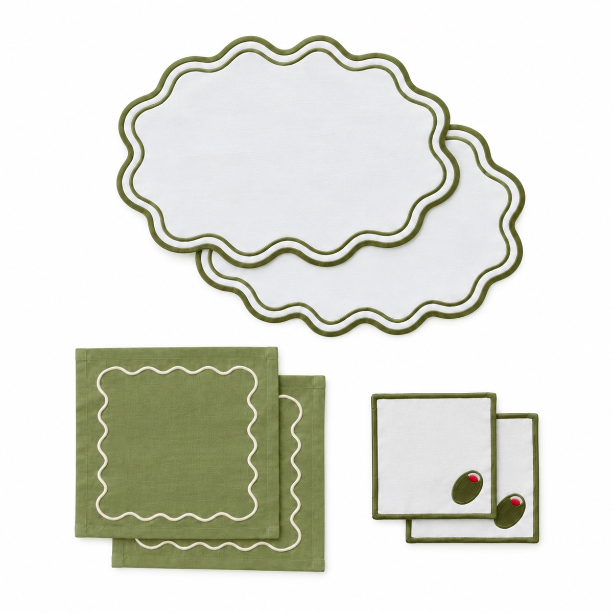 Keep It Simple Olive Dalgalı 2'li Sofra Seti