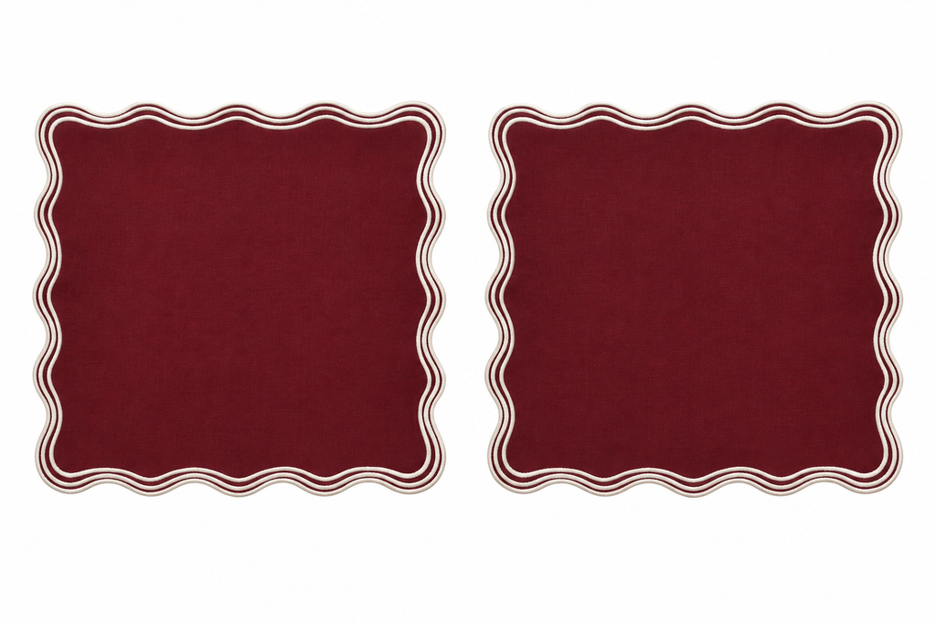 Signature Merlot Çift Hatlı Kumaş Peçete 2'li Set