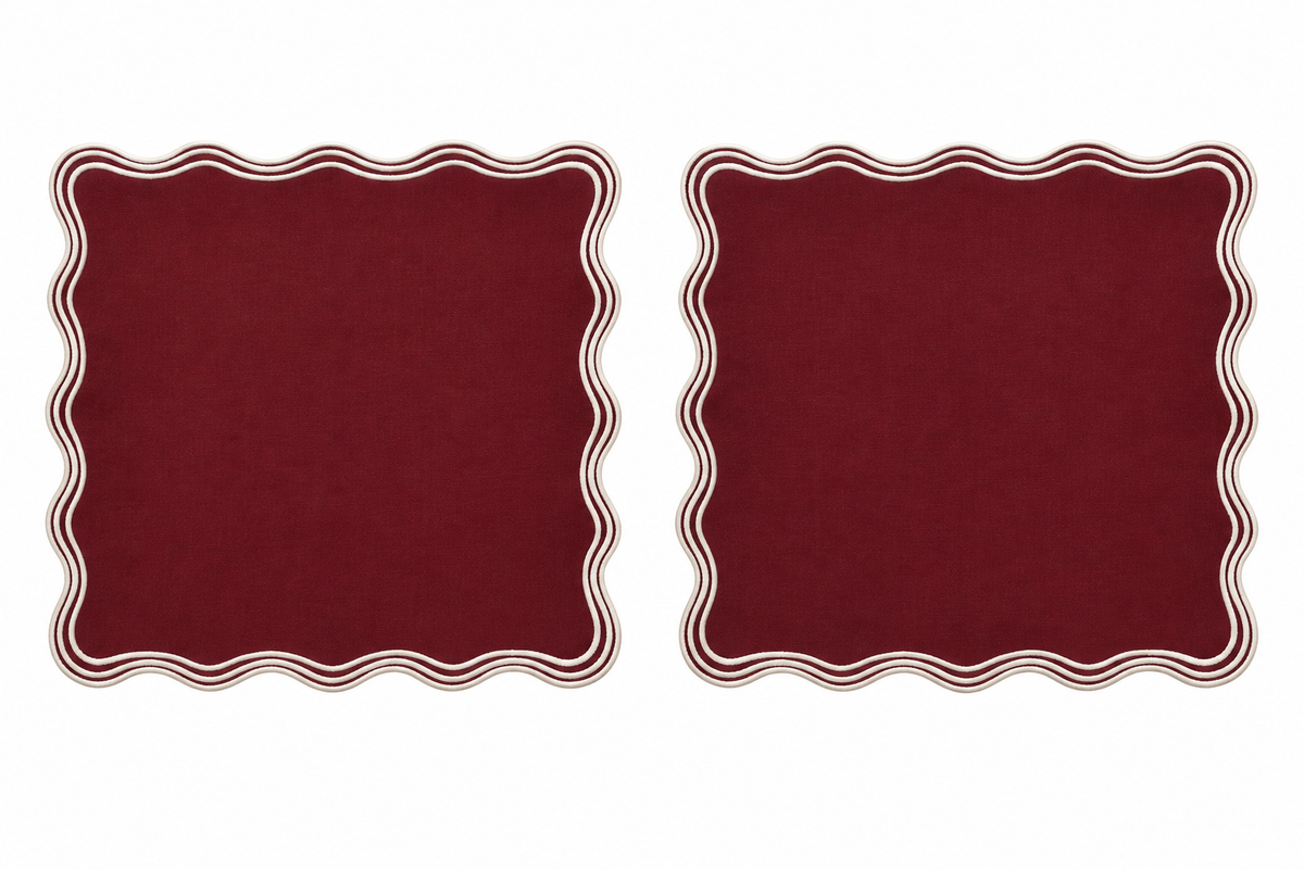 Signature Merlot Çift Hatlı Kumaş Peçete 2'li Set