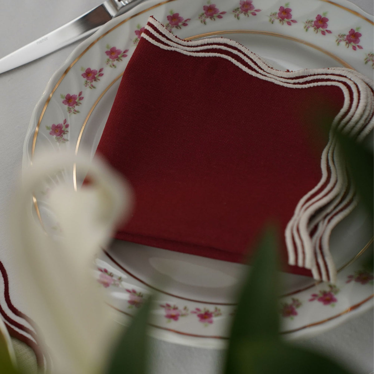Signature Merlot Çift Hatlı Kumaş Peçete 2'li Set