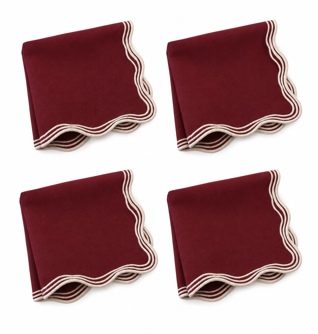 Signature Merlot Çift Hatlı Kumaş Peçete 4'lü Set