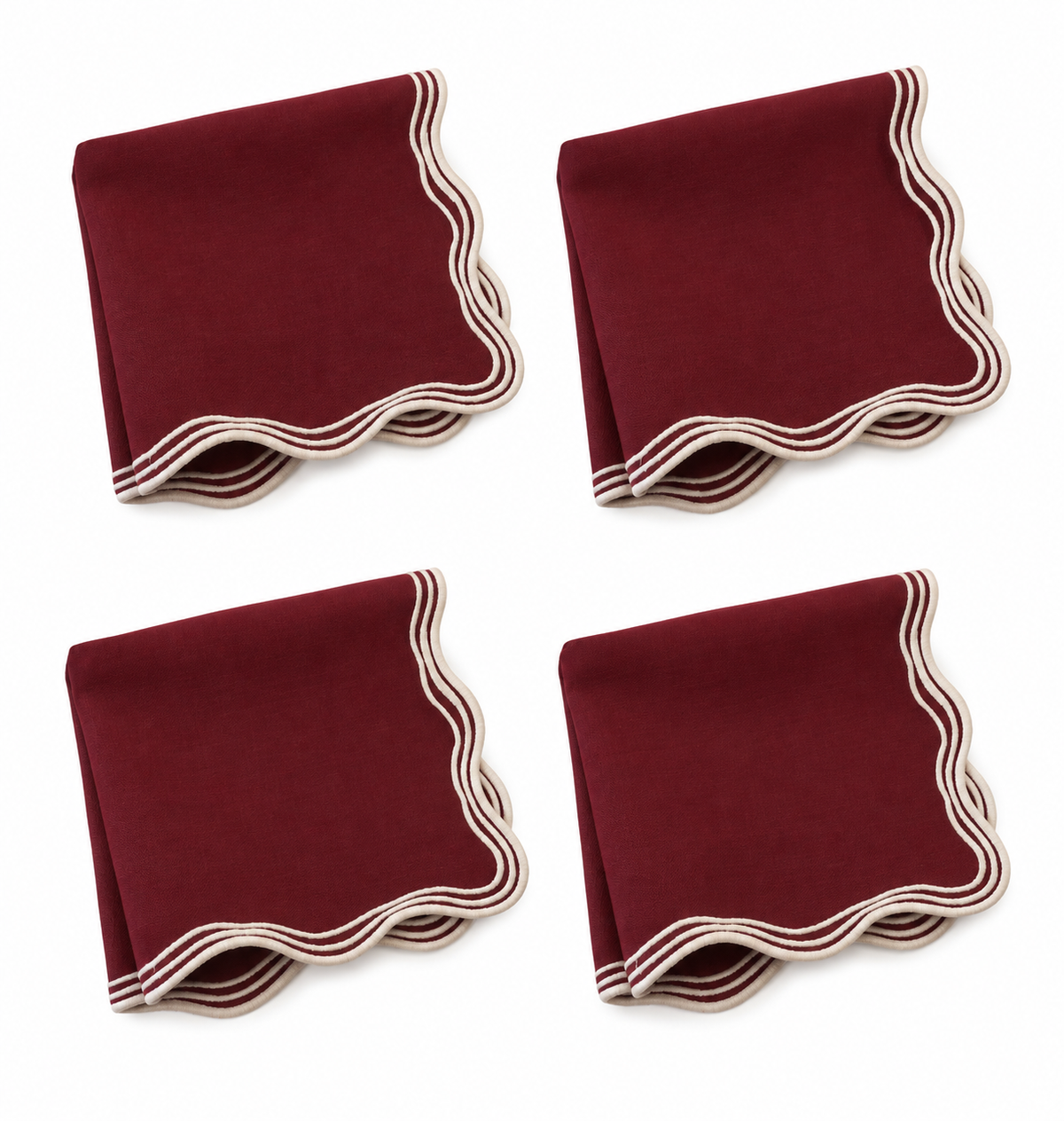 Signature Merlot Çift Hatlı Kumaş Peçete 4'lü Set
